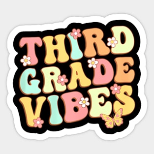 Third Grade Vibes  Team 3rd Grade Teacher Kids Retro Sticker